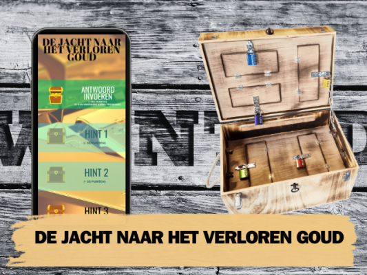 escapekist de jacht naar het verloren goud combineren met echoppers bij het binnenhof in paasloo